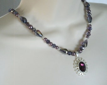 Purple Necklace victorian jewelry art deco jewelry art nouveau jewelry renaissance edwardian medieval art deco necklace victorian necklace