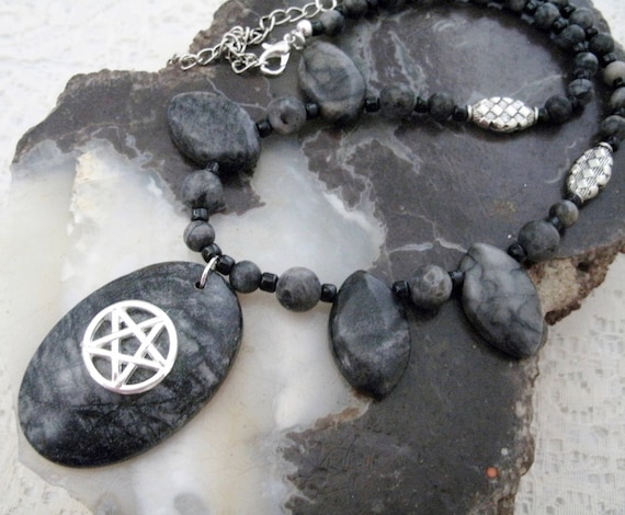 Picasso Marble Pentacle Necklace Wiccan Jewelry Pagan Jewelry - Etsy