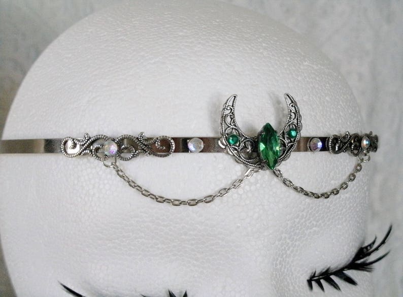 Crescent Moon Circlet wiccan jewelry pagan jewelry wicca jewelry goddess witch witchcraft wicca circlet wiccan circlet pagan circlet magic afbeelding 2