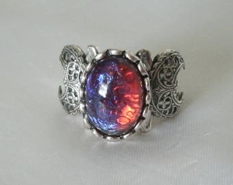 Dragons Breath Fire Opal Triple Moon Ring, wiccan jewelry pagan jewelry wicca jewelry goddess jewelry witch witchcraft gothic wiccan ring