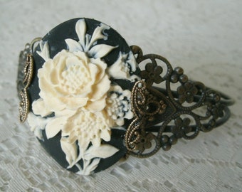 Gothic Rose Cuff Bracelet victorian jewelry gothic jewelry art nouveau jewelry renaissance edwardian art deco bracelet victorian bracelet