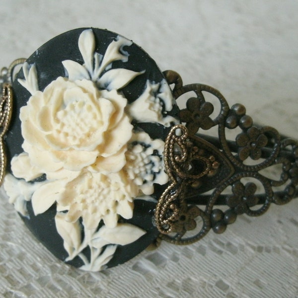 Gothic Rose Cuff Bracelet victorian jewelry gothic jewelry art nouveau jewelry renaissance edwardian art deco bracelet victorian bracelet