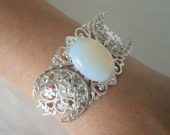 Opalite Triple Moon Cuff Bracelet wiccan jewelry pagan jewelry wicca jewelry goddess jewelry witchcraft witch bracelet wiccan bracelet