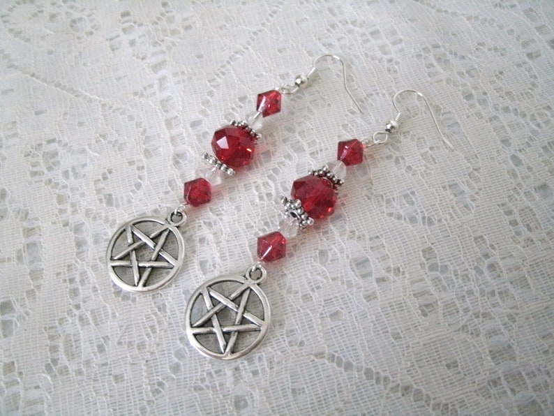 Red Pentacle Earrings Wiccan Jewelry Pagan Jewelry Wicca Jewelry ...