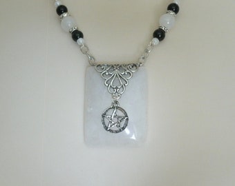 Moonstone Pentacle Necklace wiccan jewelry pagan jewelry wicca jewelry witch witchcraft metaphysical magic wiccan necklace wicca necklace