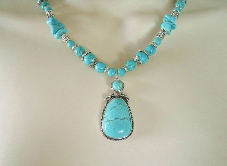 Turquoise Necklace southwestern jewelry southwest jewelry turquoise jewelry native american jewelry style country western boho bohemian image 2