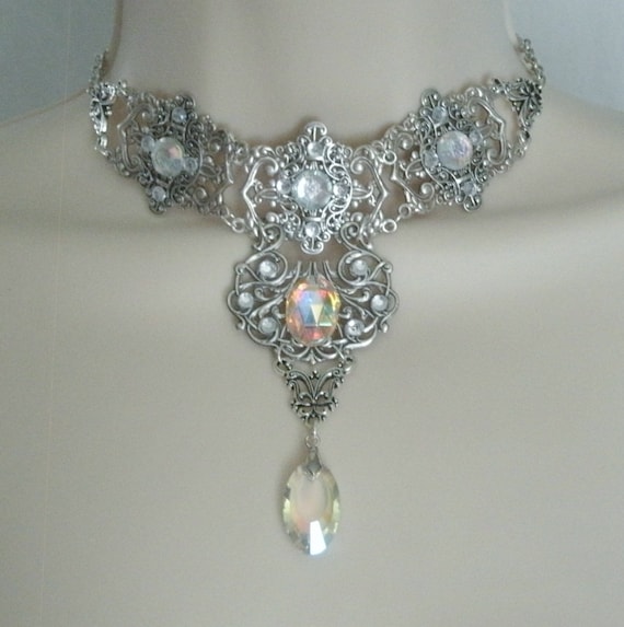 Crystal Choker Necklace wedding jewelry renaissance jewelry victorian jewelry wedding necklace victorian necklace renaissance necklace Etsy