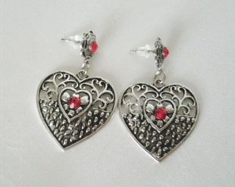 Heart Earrings victorian jewelry art nouveau jewelry art deco jewelry valentine victorian earrings art deco earrings art nouveau earrings