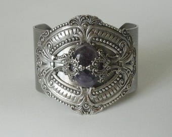 Purple Amethyst Bracelet Silver Cuff Art Deco Jewelry Victorian Jewelry Art Nouveau Edwardian Renaissance Medieval Gothic Victorian Bracelet