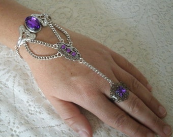 Purple Slave Bracelet boho jewelry gypsy jewelry bohemian jewelry moroccan hippie hand chain bracelet boho bracelet bohemian bracelet gift