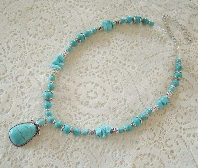 Turquoise Necklace southwestern jewelry southwest jewelry turquoise jewelry native american jewelry style country western boho bohemian image 6