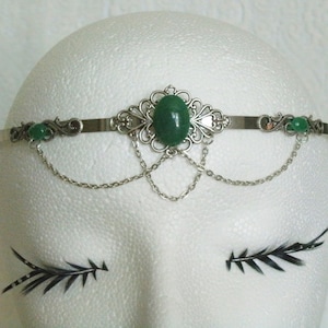 Green Agate Circlet medieval jewelry renaissance jewelry victorian jewelry edwardian art nouveau circlet art deco circlet celtic headpiece