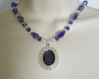 Purple Necklace victorian jewelry art deco jewelry art nouveau jewelry renaissance edwardian medieval art deco necklace victorian necklace