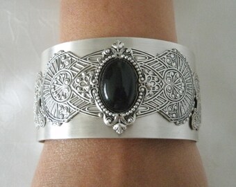 Onyx Bracelet gothic jewelry victorian jewelry art deco jewelry art nouveau renaissance medieval gothic bracelet art deco bracelet wedding