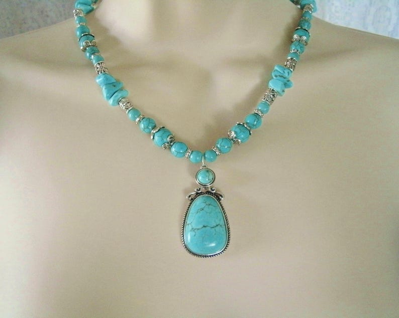 Turquoise Necklace southwestern jewelry southwest jewelry turquoise jewelry native american jewelry style country western boho bohemian image 3