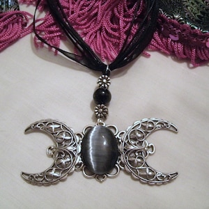 Triple Moon Goddess Necklace wiccan necklace pagan necklace wicca necklace goddess jewelry witch witchcraft pagan jewelry wiccan jewelry