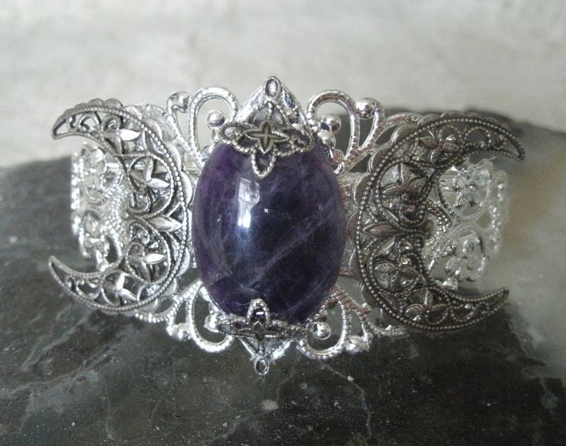 Amethyst Cuff Bracelet amethyst jewelry boho jewelry bohemian jewelry gypsy jewelry hippie bracelet bohemian bracelet gypsy bracelet new age image 1