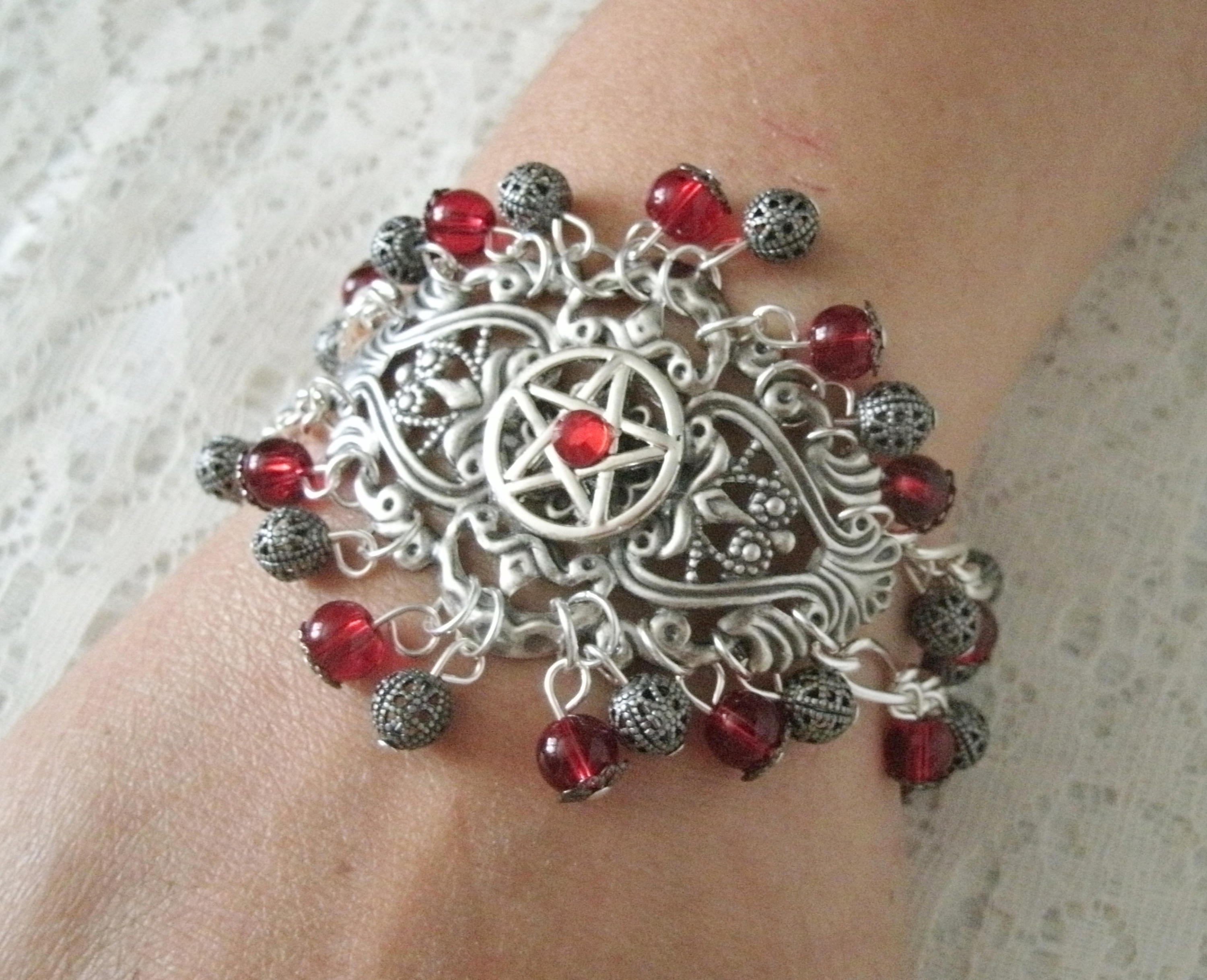 Red Pentacle Bracelet Wiccan Jewelry Pagan Jewelry Wicca | Etsy