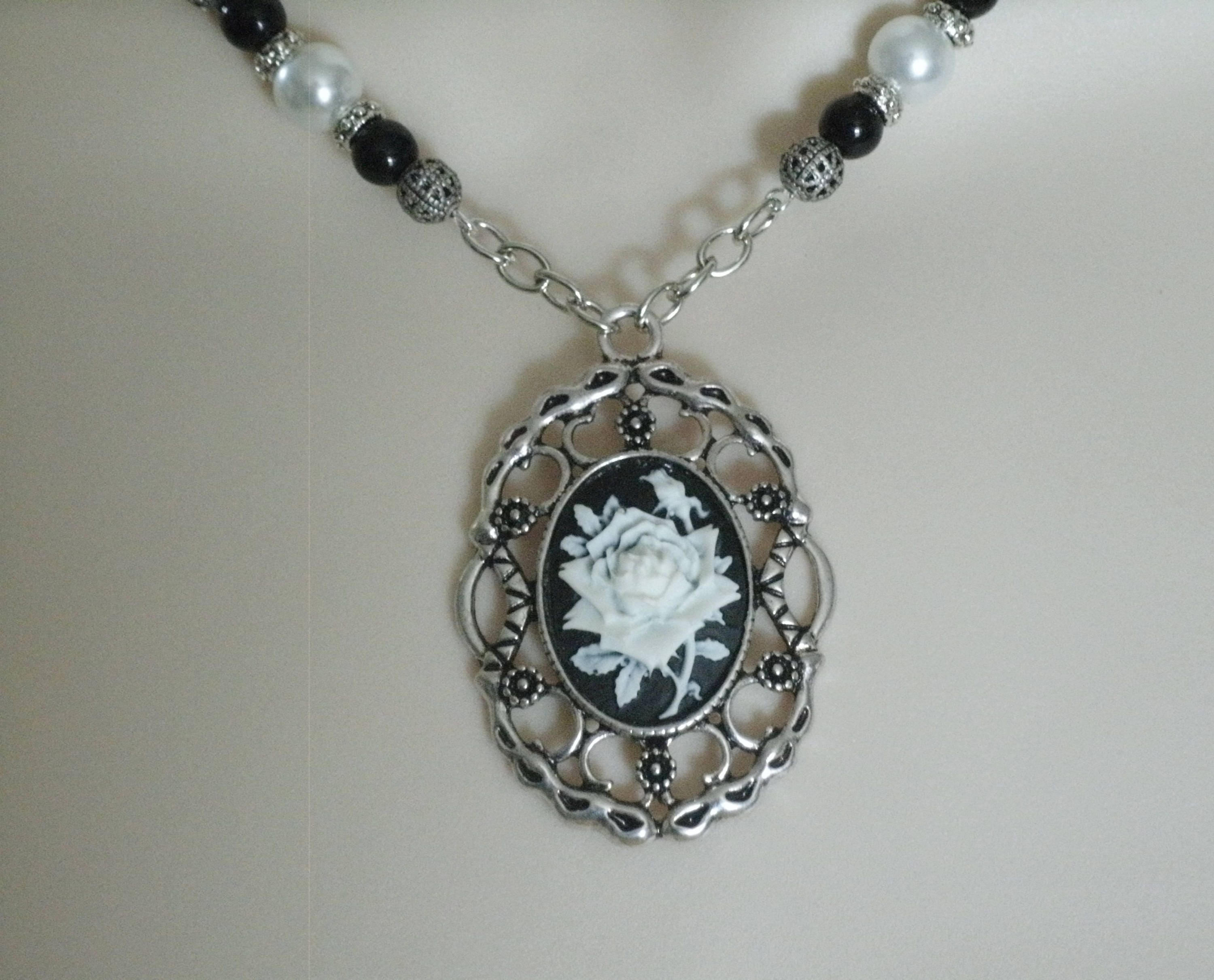 Porcelain Doll Leg Necklace with Rose Oddity Doll Jewelry Gothic Black Necklace Victorian Style Necklace