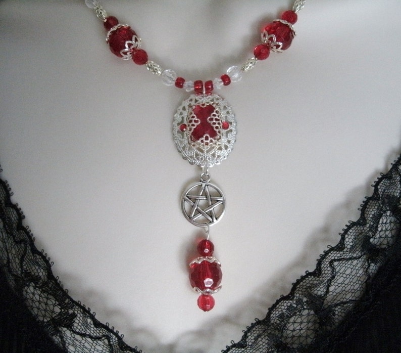 Red Pentacle Necklace Wiccan Jewelry Pagan Jewelry Wicca - Etsy