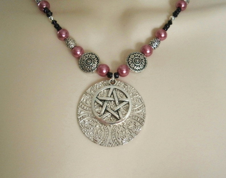 Sacred Circle Pentacle Necklace wiccan jewelry pagan jewelry witch jewelry wicca witchcraft pentagram gothic pagan necklace wiccan necklace image 2