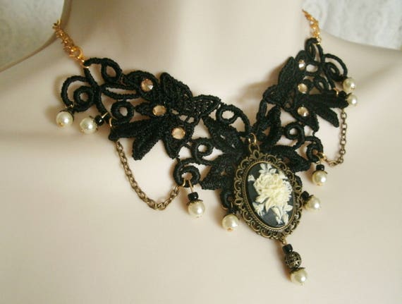 Rose Choker Necklace gothic jewelry victorian jewelry renaissance edwardian art nouveau art deco necklace victorian necklace gothic necklace Etsy