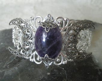 Amethyst Triple Moon Cuff Bracelet wiccan jewelry pagan jewelry witch jewelry goddess bracelet wicca bracelet witchcraft wiccan bracelet