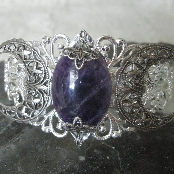 Amethyst Triple Moon Cuff Bracelet wiccan jewelry pagan jewelry witch jewelry goddess bracelet wicca bracelet witchcraft wiccan bracelet