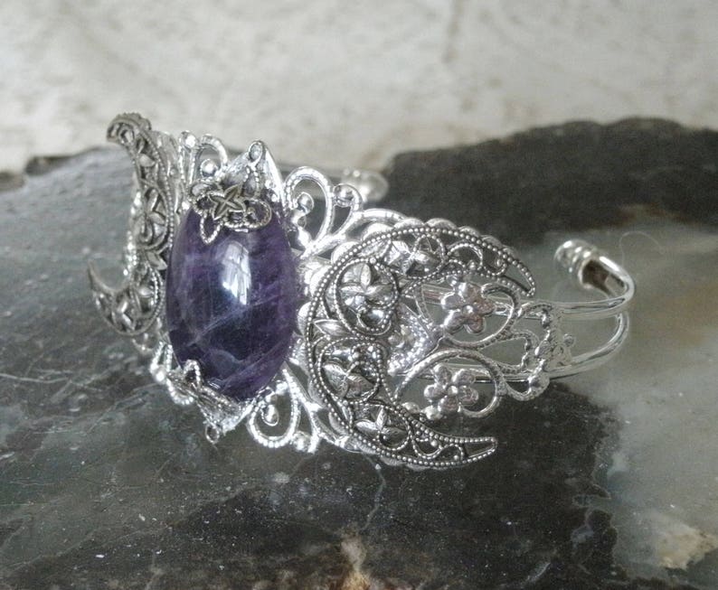 Amethyst Cuff Bracelet amethyst jewelry boho jewelry bohemian jewelry gypsy jewelry hippie bracelet bohemian bracelet gypsy bracelet new age image 3