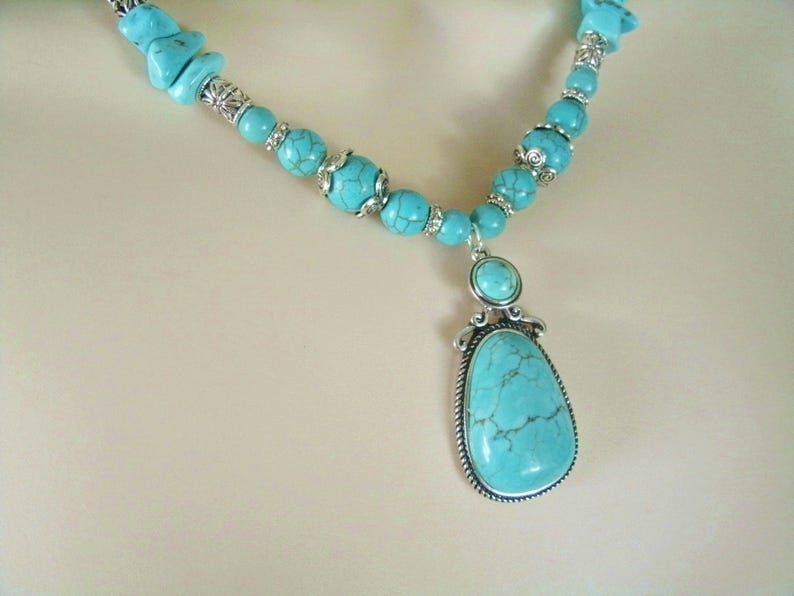 Turquoise Necklace southwestern jewelry southwest jewelry turquoise jewelry native american jewelry style country western boho bohemian image 5