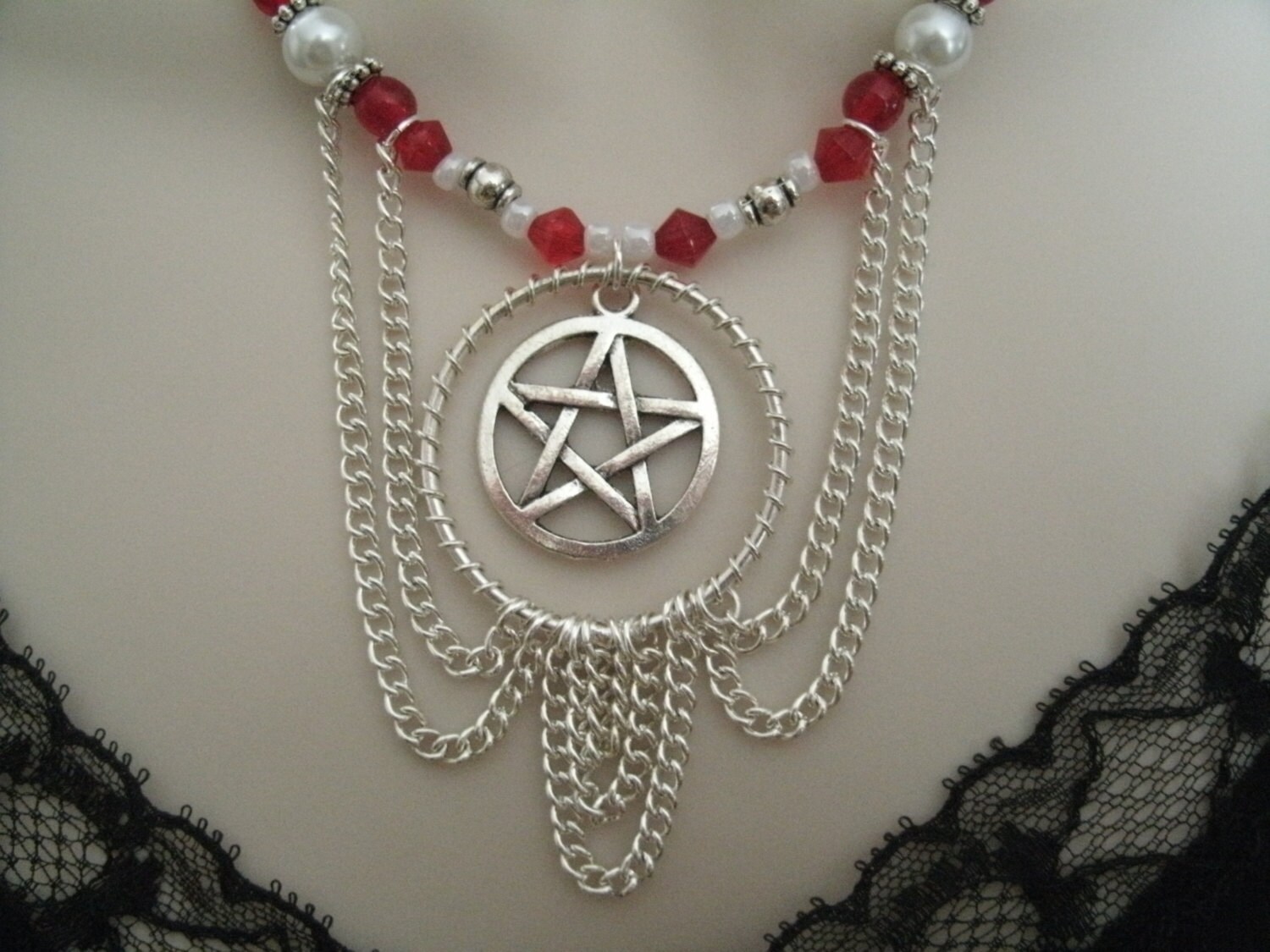 Red Pentacle Necklace Wiccan Jewelry Pagan Jewelry Wicca | Etsy