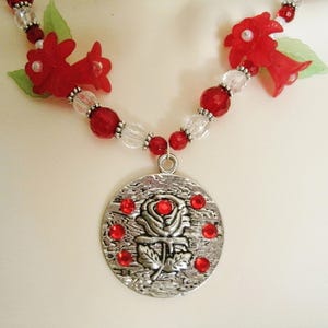 Red Rose Necklace victorian jewelry rose jewelry art nouveau jewelry victorian necklace art nouveau necklace art deco necklace edwardian