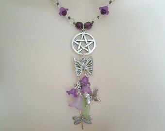 Nature Pentacle Necklace wiccan jewelry pagan jewelry witch jewelry wicca witchcraft pentagram magic goddess wiccan necklace pagan necklace