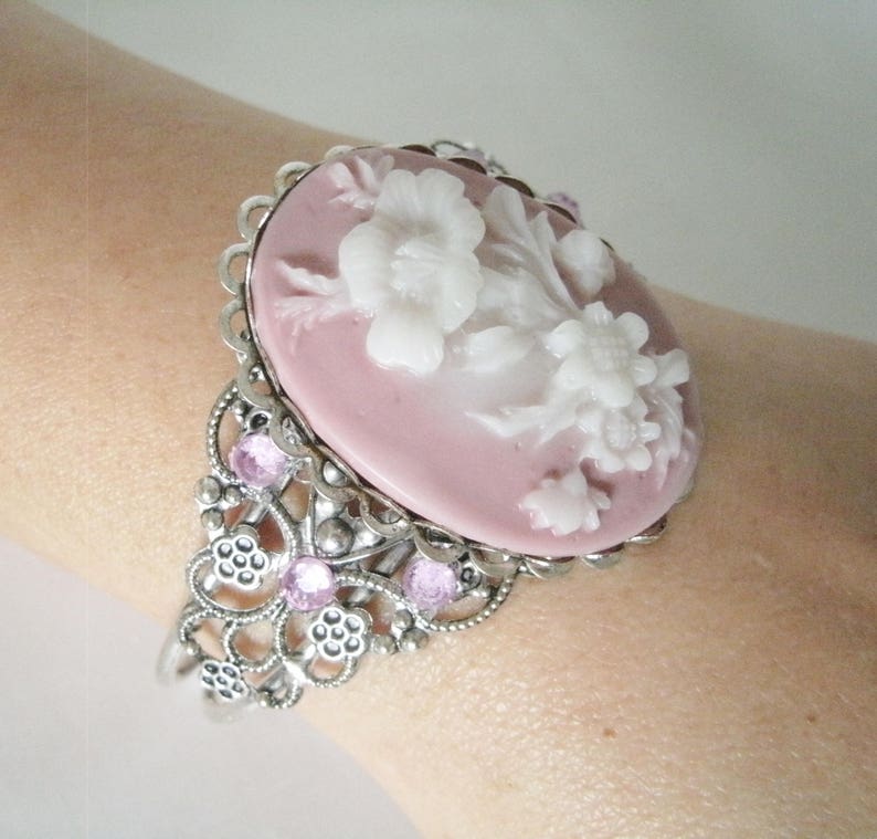 Pink Flower Cuff Bracelet Victorian Jewelry Edwardian Jewelry Etsy