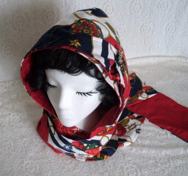 Hooded Scarf woman scarf fashion clothing evening wear nautical theme cotton scarf image 4