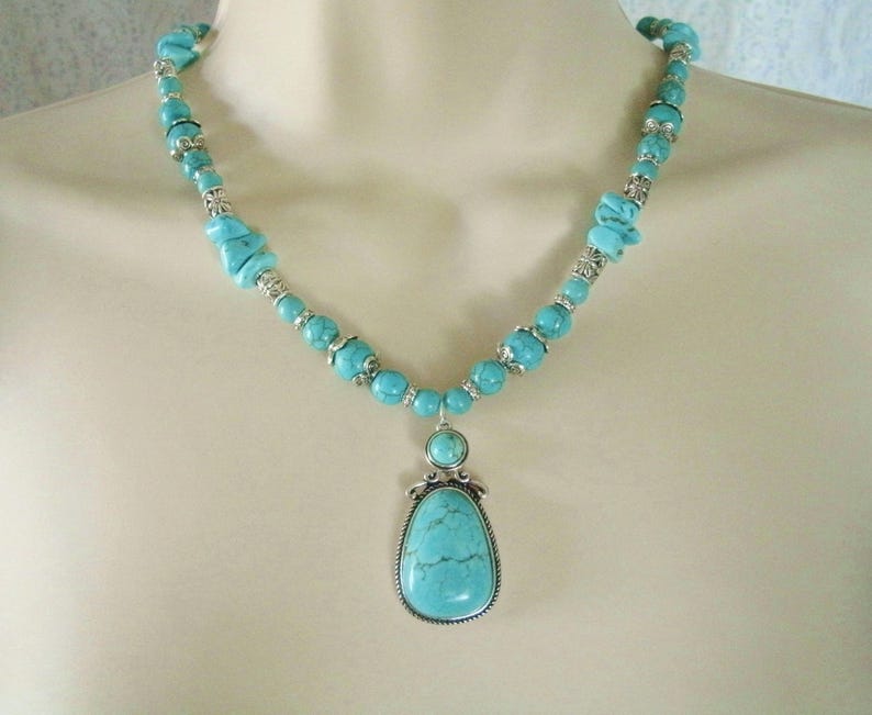 Turquoise Necklace southwestern jewelry southwest jewelry turquoise jewelry native american jewelry style country western boho bohemian image 4