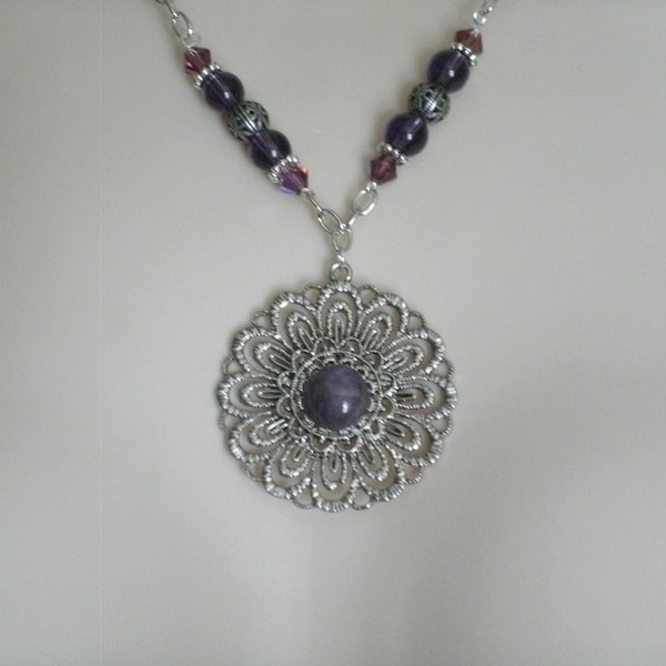 Purple Amethyst Hidden Pentacle Necklace Gothic Wiccan Pagan Wicca Witch Witchcraft Goddess