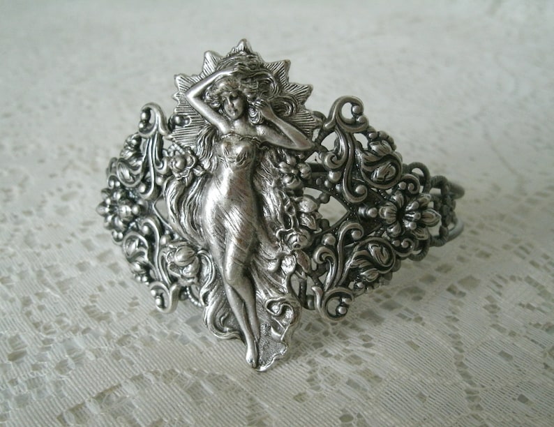 Pulsera Art Nouveau, joyería Art Nouveau, joyería victoriana, joyería Art Decó, eduardiana, renacentista, medieval, victoriana, pulsera gótica imagen 4