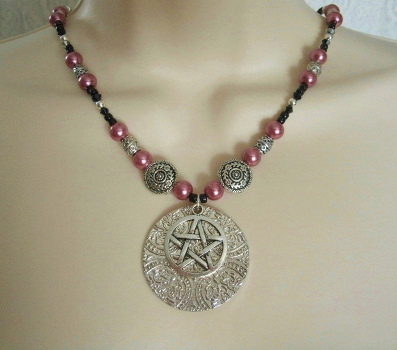 Sacred Circle Pentacle Necklace wiccan jewelry pagan jewelry witch jewelry wicca witchcraft pentagram gothic pagan necklace wiccan necklace image 4