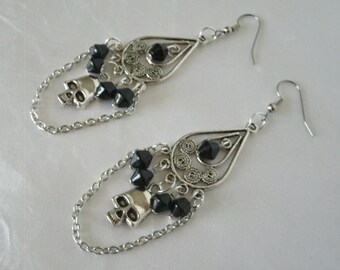 Skull earrings gothic jewelry goth jewelry halloween jewelry pirate earrings halloween earrings day of the dead earrings gothic earrings