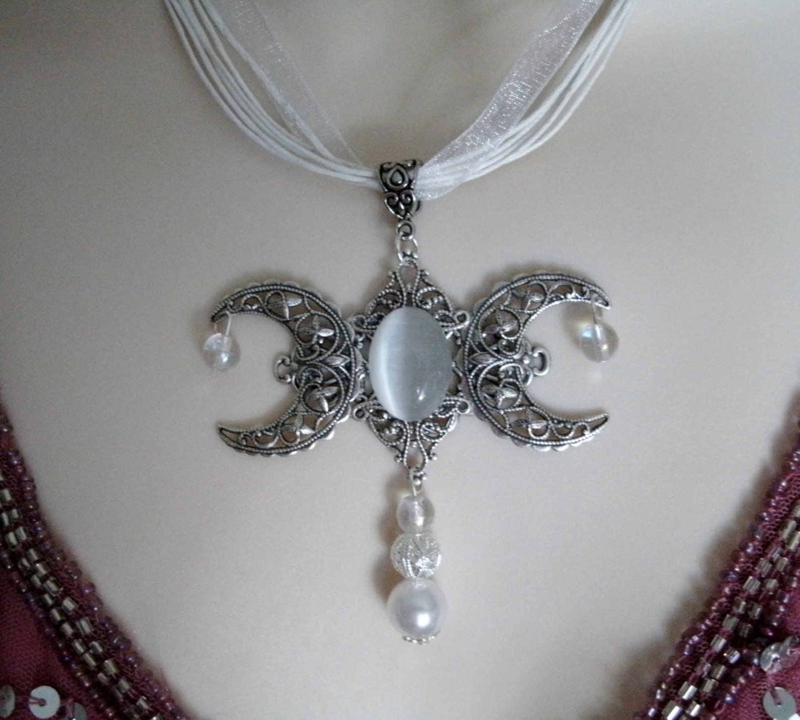Triple Moon Goddess Necklace Wiccan Jewelry Pagan Jewelry - Etsy