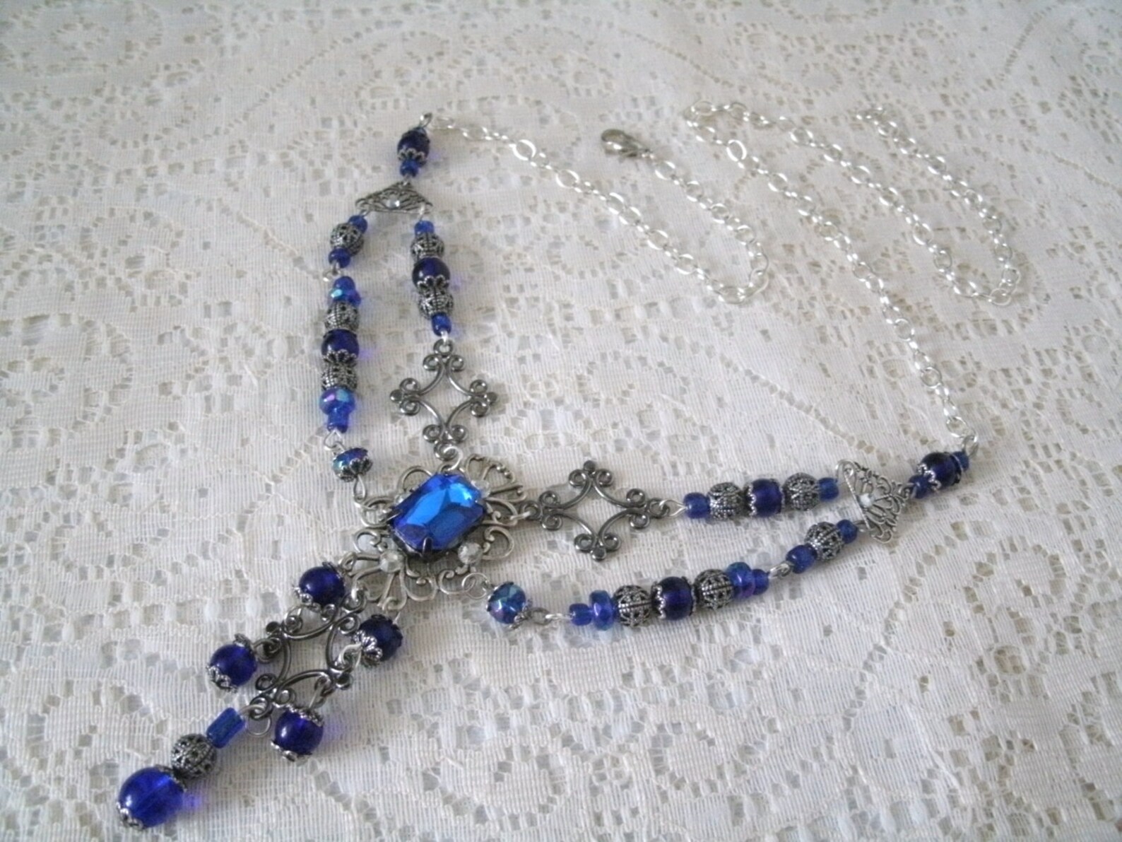 Blue Renaissance Necklace Renaissance Jewelry Medieval Jewelry ...