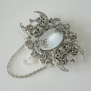 Crescent Moon Brooch cloak pin renaissance jewelry medieval jewelry tudor jewelry victorian steampunk renaissance brooch medieval brooch