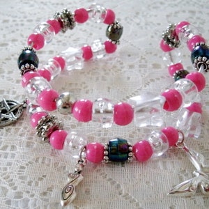 Pink Pentacle Bracelet wiccan jewelry pagan jewelry wicca jewelry witch pentagram goddess magic witchcraft wiccan bracelet pagan bracelet