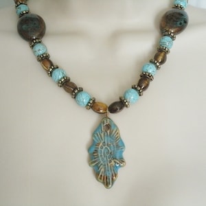 Ceramic And Turquoise Necklace boho jewelry bohemian jewelry western jewelry southwestern necklace boho necklace bohemian necklace cowgirl