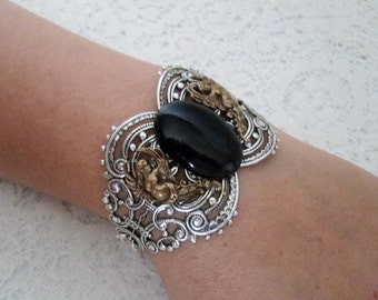 Black Agate Bracelet renaissance jewelry medieval jewelry victorian jewelry gothic art nouveau art deco edwardian tudor neo victorian