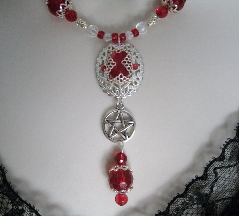 Red Pentacle Necklace Wiccan Jewelry Pagan Jewelry Wicca - Etsy