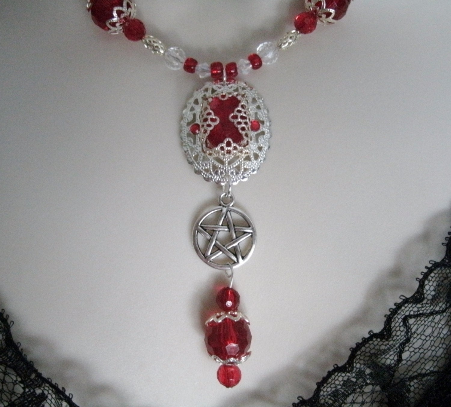 Red Pentacle Necklace wiccan jewelry pagan jewelry wicca | Etsy