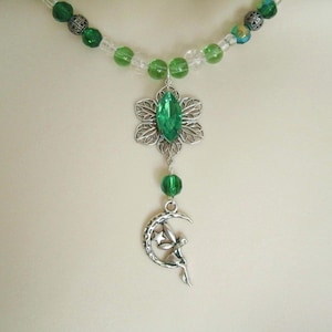 Green Fairy Necklace Fairy Fantasy Jewelry Celtic Jewelry Victorian Renaissance Fairytale Elven Edwardian Celtic Necklace Fantasy Necklace