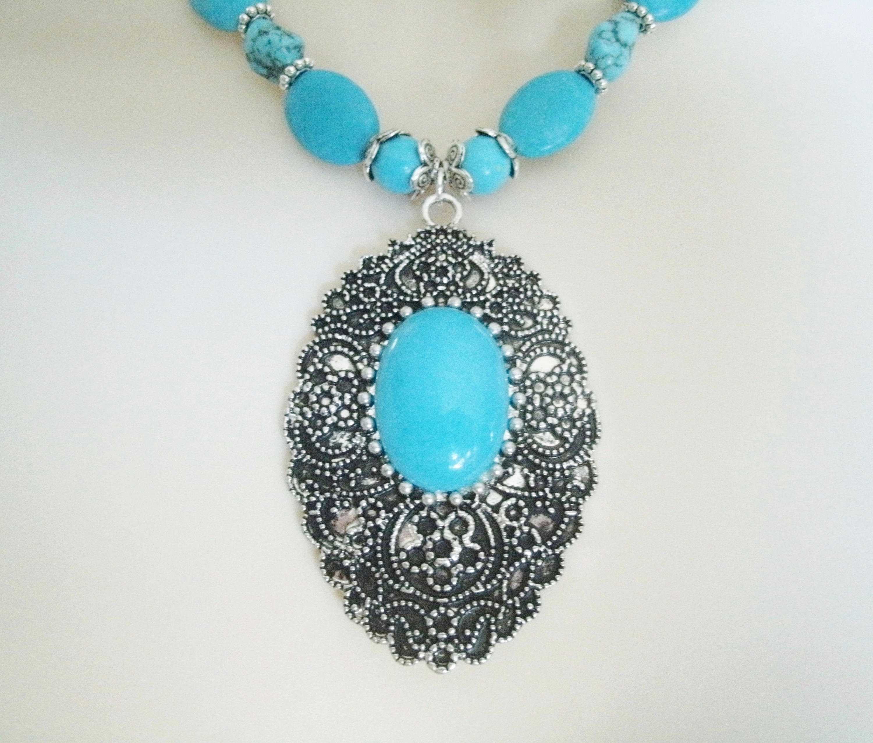 Turquoise Necklace Boho Jewelry Gypsy Jewelry Hippie Jewelry Etsy